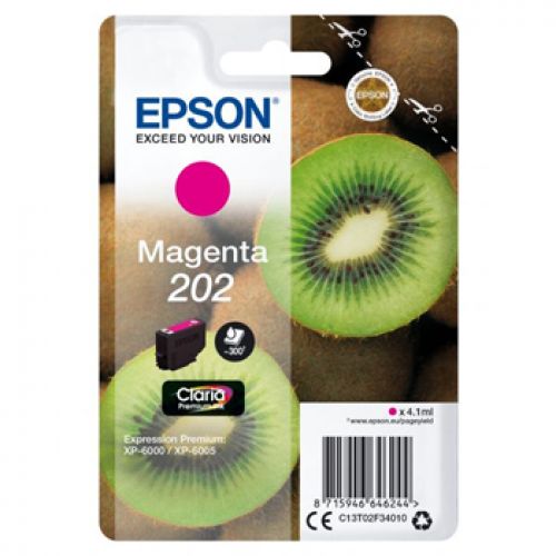 EPSON Singlepack Magenta 202 Claria Premium Ink , Epson , EPSC13T02F34010 , 8715946646244